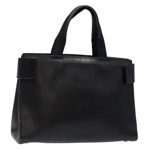 PRADA Hand Bag Leather Black - Picture 1 of 9